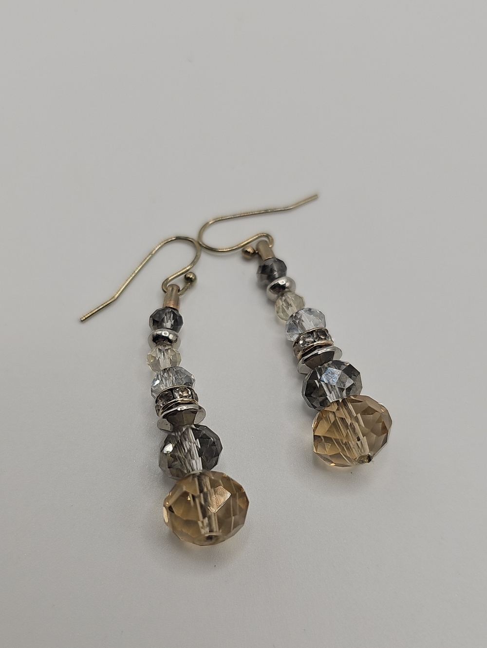 Gold and Gray Crystal Drop Earrings. Very Sweet